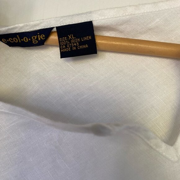 100% Irish Linen Ecologie Brand White 3/4 Sleeve Top Womens Size XL - Picture 6 of 9